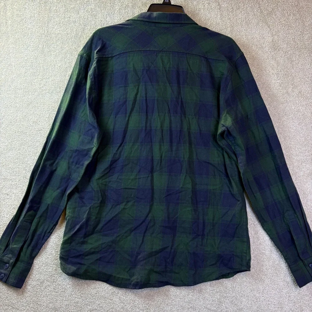Levi's Flannel Shirt Mens Medium Pine Green Plaid Long Sleeve Button Down SEE